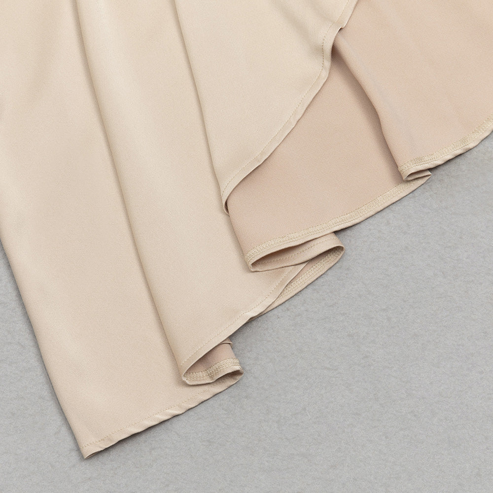AIIZIE GOLD ONE-SHOULDER RUFFLE ASYMMETRICAL HEM DRESS - product image
