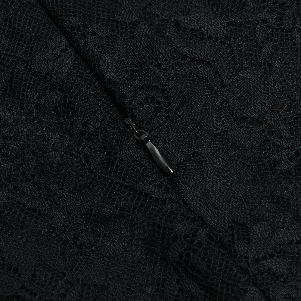 V-NECK LACE SLIM-FIT WAISTLINE DRESS