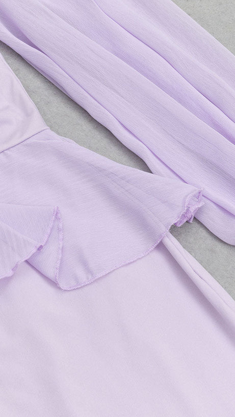 RUCHED RUFFLE TRIM MERMAID HEM BLOUSE SKIRT