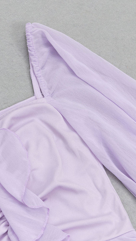 RUCHED RUFFLE TRIM MERMAID HEM BLOUSE SKIRT