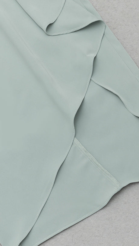 SOLID BATWING SLEEVE WRAP HEM DRESS