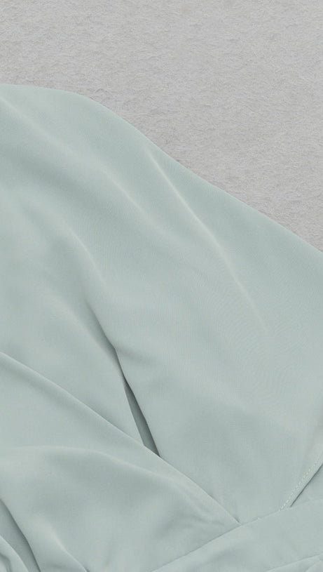 SOLID BATWING SLEEVE WRAP HEM DRESS