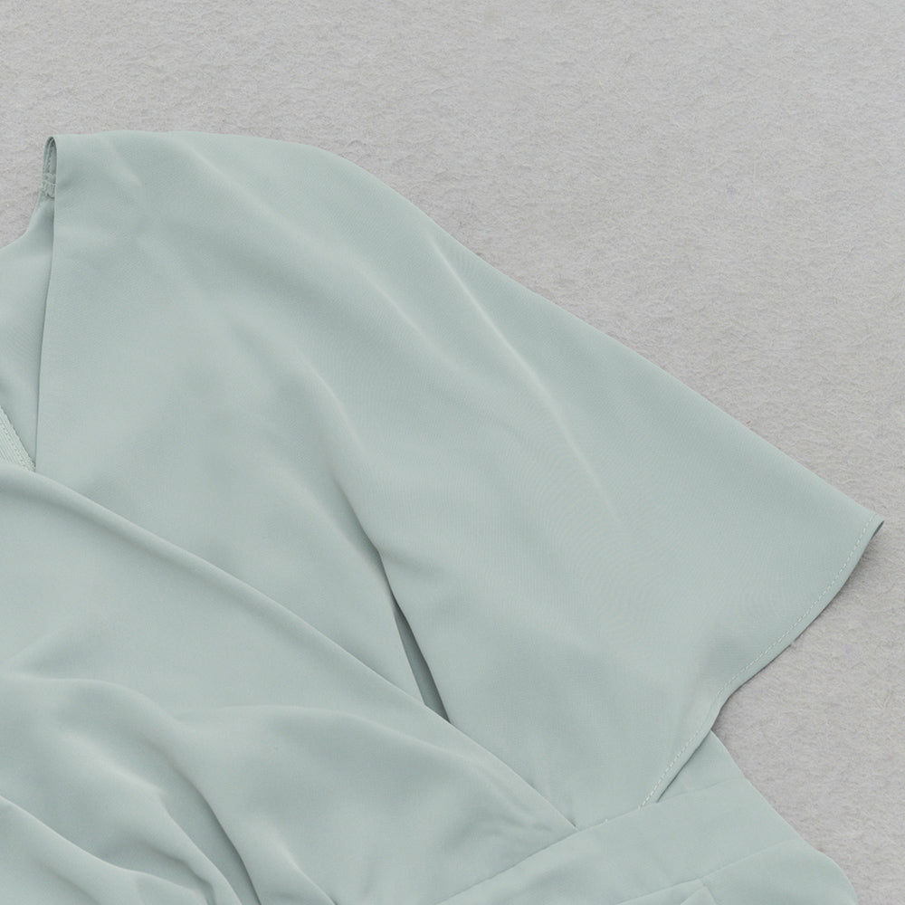 AIIZIE SOLID BATWING SLEEVE WRAP HEM DRESS - product image