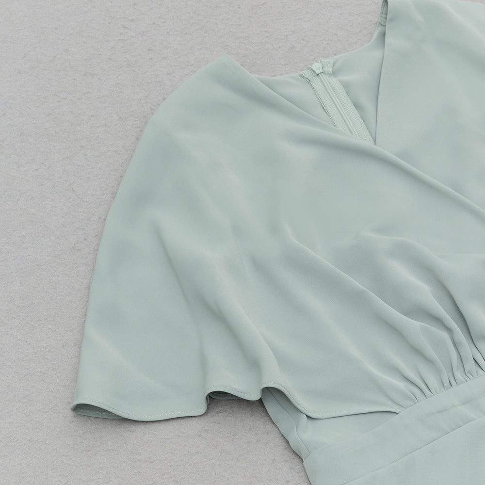 AIIZIE SOLID BATWING SLEEVE WRAP HEM DRESS - product image