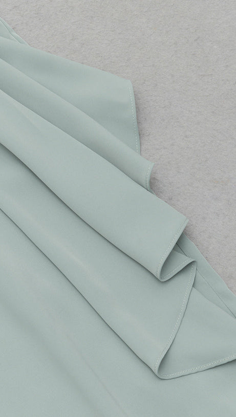 SOLID BATWING SLEEVE WRAP HEM DRESS