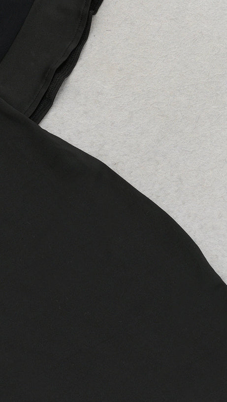 MESH SLEEVE SPLIT HEM FITTED DRESS