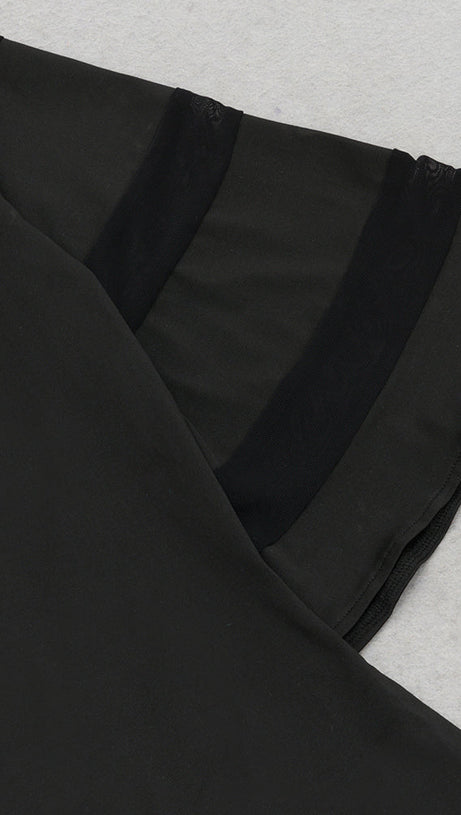 MESH SLEEVE SPLIT HEM FITTED DRESS