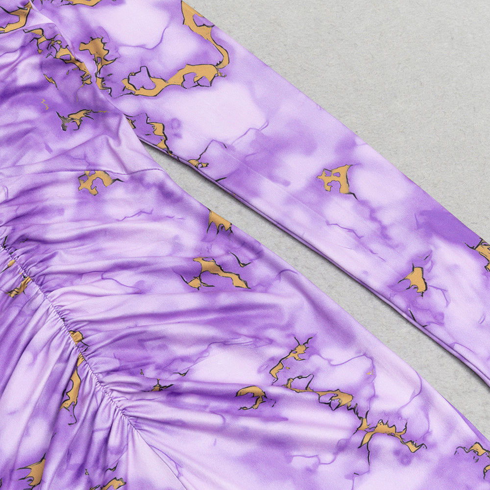 AIIZIE PRINT V-NECK FISHTAIL MAXI DRESS - product image