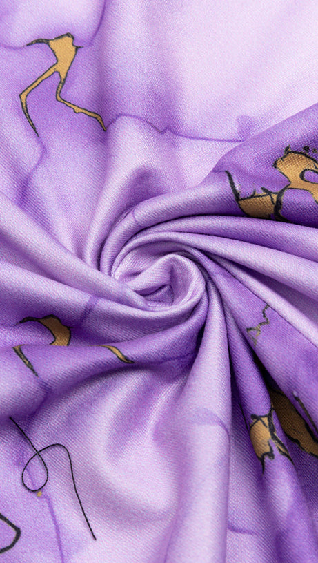 PRINT V-NECK FISHTAIL MAXI DRESS