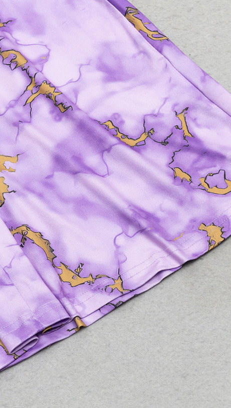 PRINT V-NECK FISHTAIL MAXI DRESS