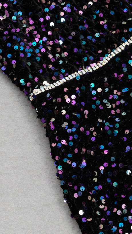 CRYSTAL-EMBELLISHED HALTER BODYCON MAXI DRESS