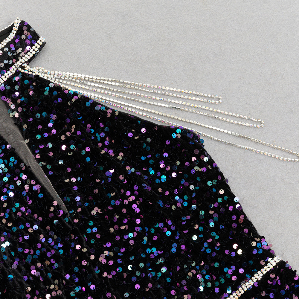 AIIZIE CRYSTAL-EMBELLISHED HALTER BODYCON MAXI DRESS - product image