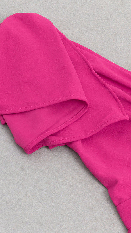 ASYMMETRICAL OBLIQUE SHOULDER SLIT SLEEVELESS MAXI DRESS