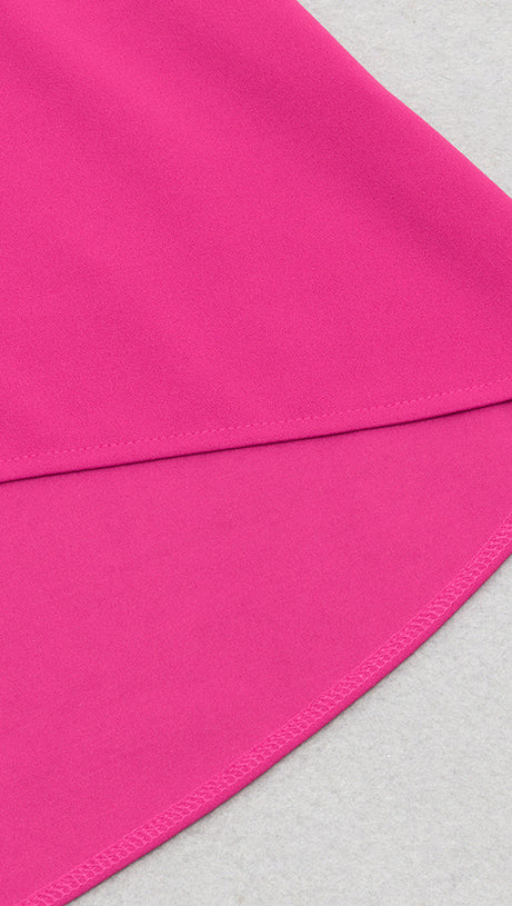 ASYMMETRICAL OBLIQUE SHOULDER SLIT SLEEVELESS MAXI DRESS