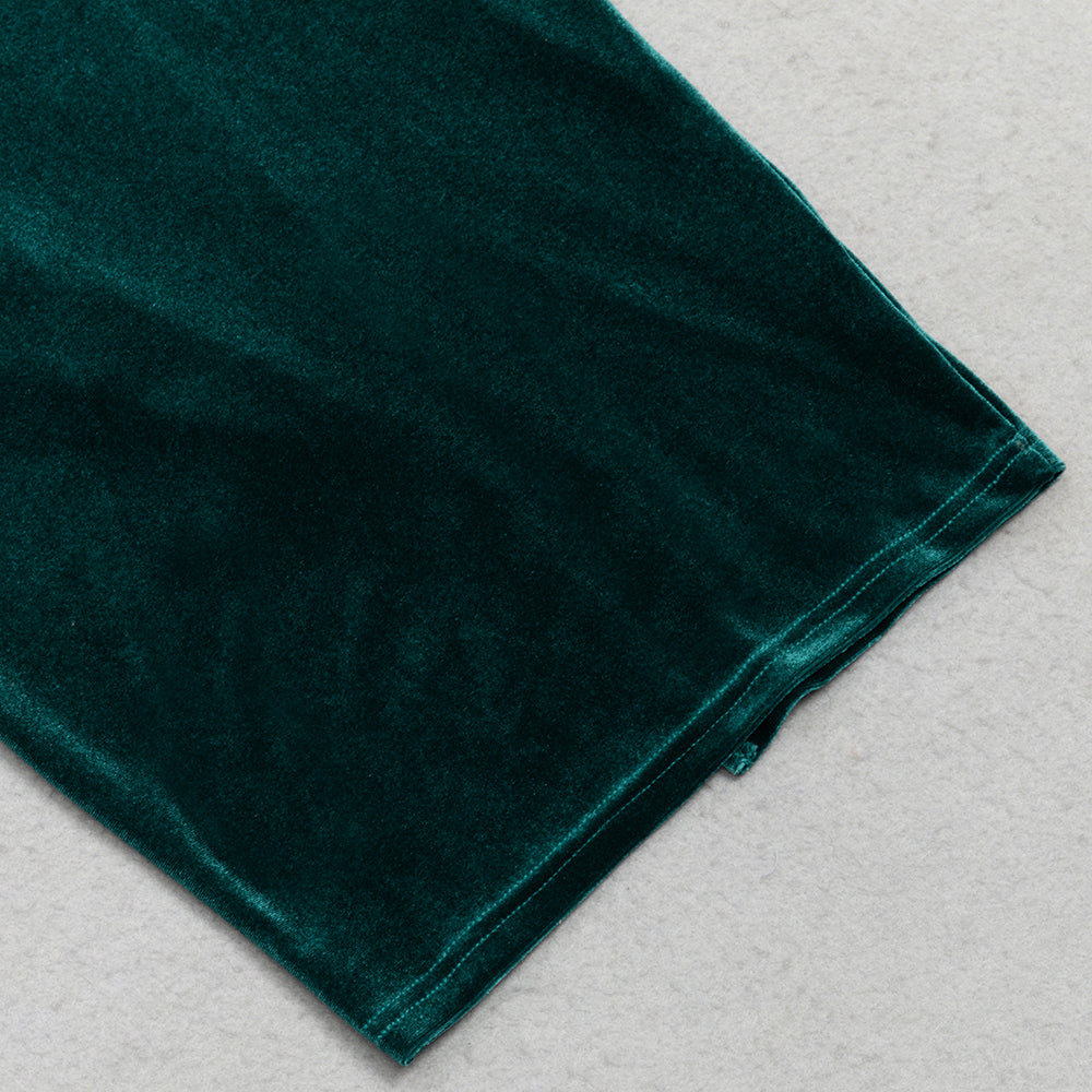 AIIZIE PUFF LACE VELVET MIDI DRESS IN GREEN - product image