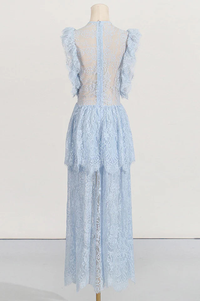 Gestuftes Maxikleid aus Spitze