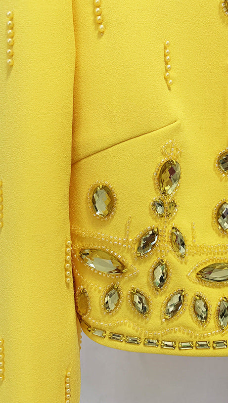 CRYSTAL-EMBELLISHED SUIT SET IN YELLOW