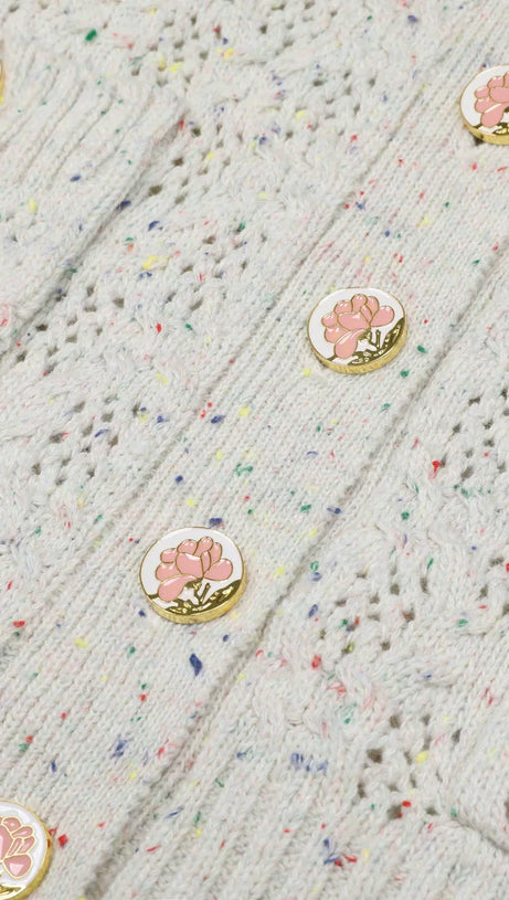 Juliet Chic Floral Knit Button Cardigan - Soft Pink & Versatile for Women