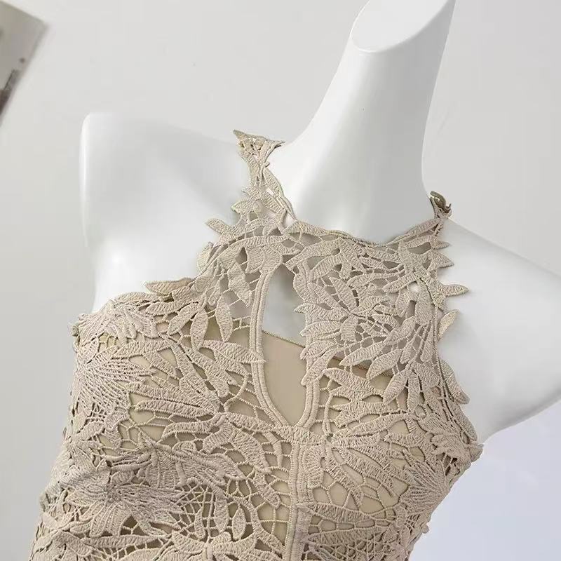 Halter Lace Corset & Puffy Tulle Skirt Two-Piece Set