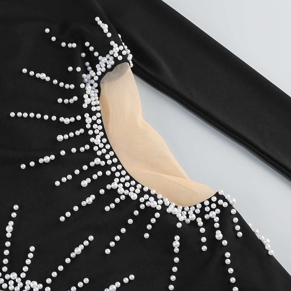 AIIZIE CAMILLE PEARL-EMBELLISHED MINI DRESS IN BLACK - product image