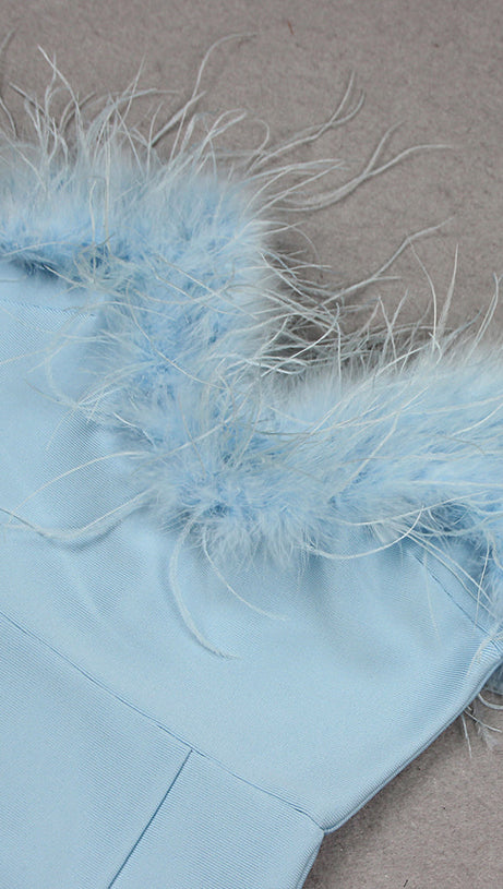 Feder-Minikleid in Königsblau