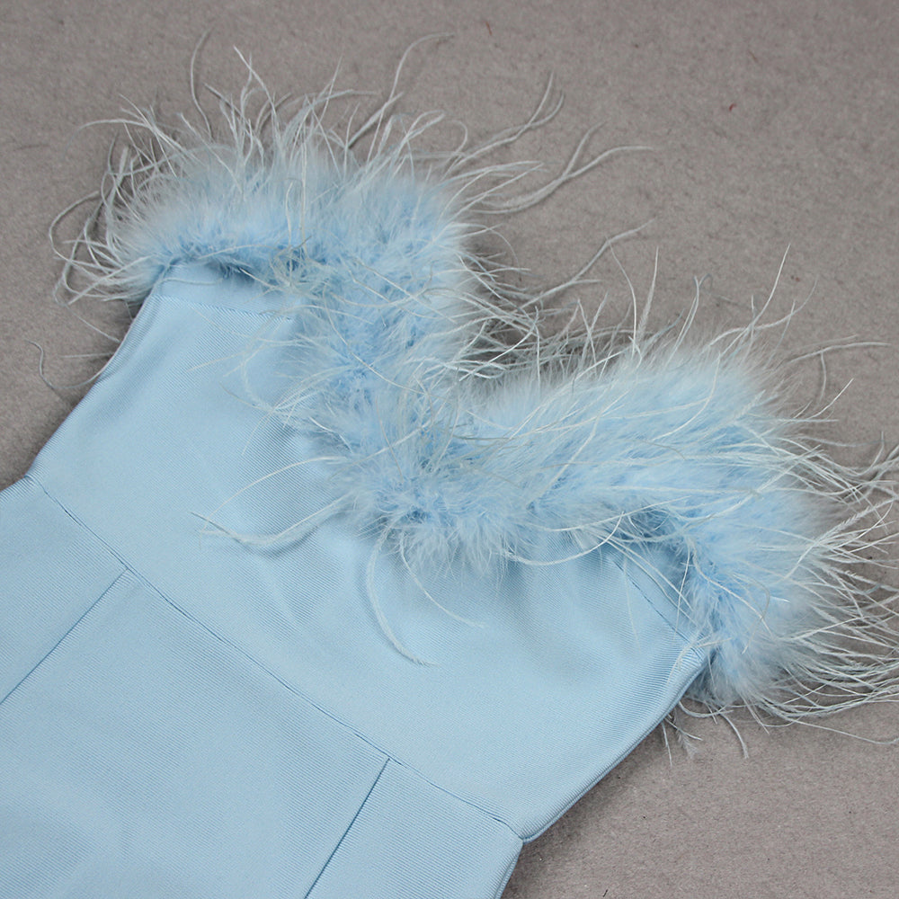 AIIZIE FEATHER MINI DRESS IN ROYAL BLUE - product image