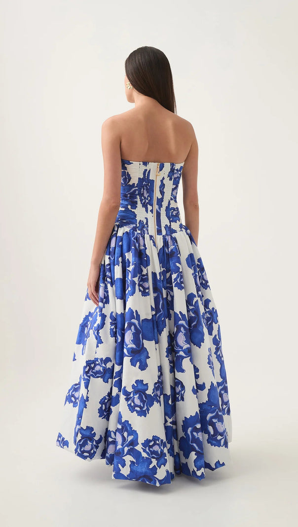AIIZIE NANCY VIOLETTE BUBBLE HEM MAXI DRESS IN COBALT - product image