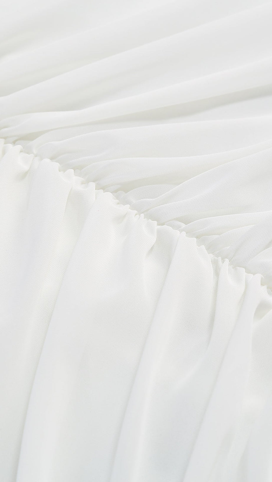 Jabbar Sculptural White Ruched Midi Dress | Elegant Long Sleeve Bodycon for Women