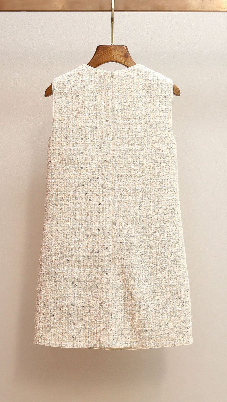 Janessa Sparkle Tweed Mini Dress with Pearl Trim