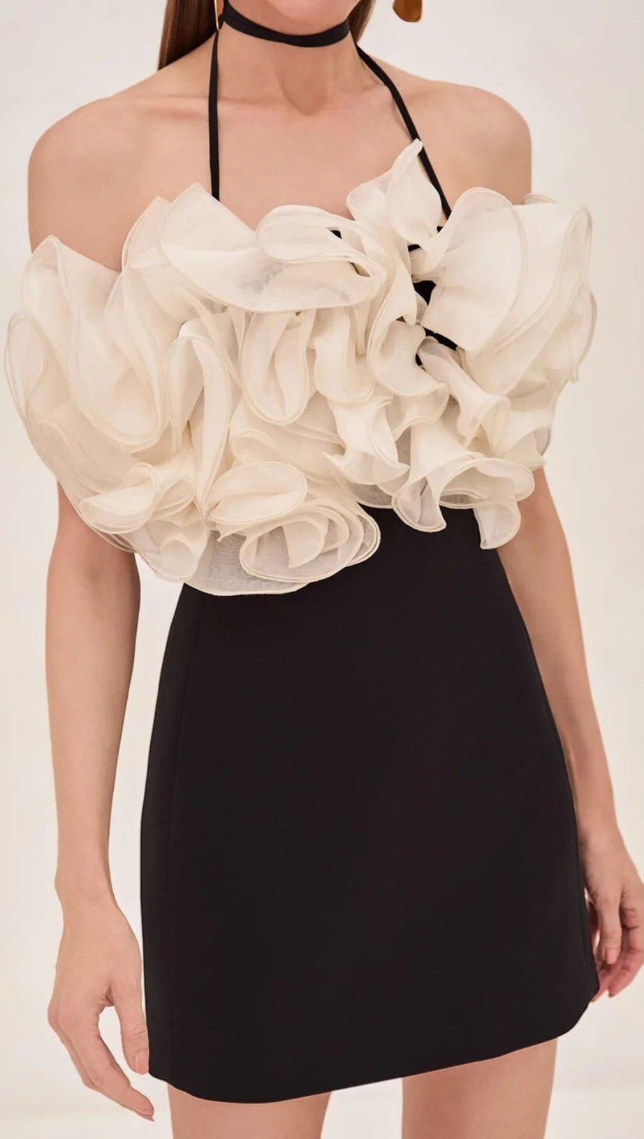Jameela Black Halter Ruffle Mini Dress - Chic Cocktail & Party Attire