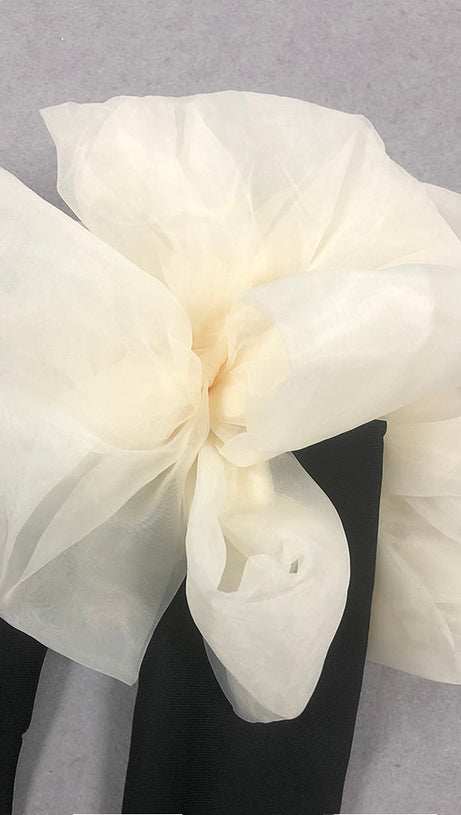 BOWKNOT FLORAL-SHAPE EMBELLISHED MAXI DRESS IN BLACK