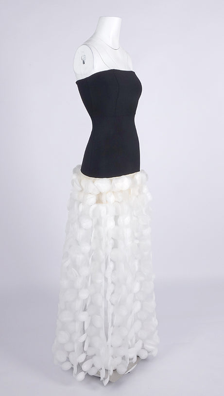 STRAPLESS A LINE MAXI DRESS WITHE