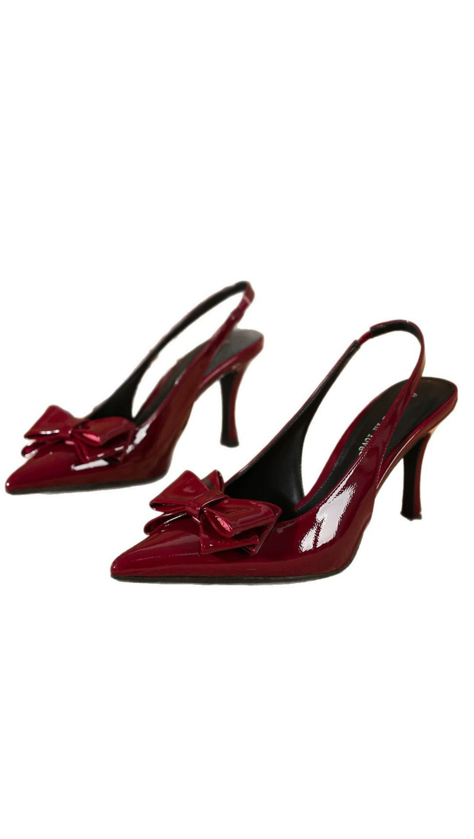 HAKIM RED PATENT BOW SLINGBACK HEELS | CHIC STILETTOS