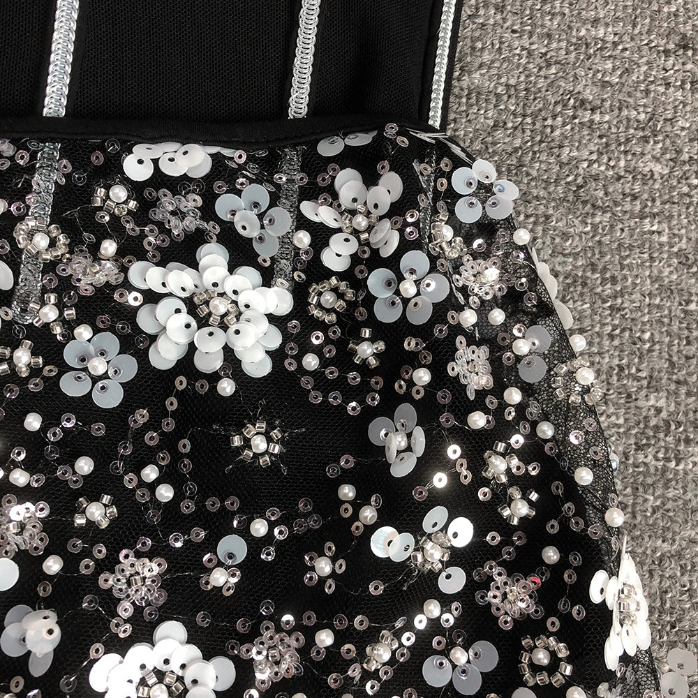 AIIZIE HAZEL CRYSTAL-COVERED STRAPLESS BLACK MAXI DRESS - product image
