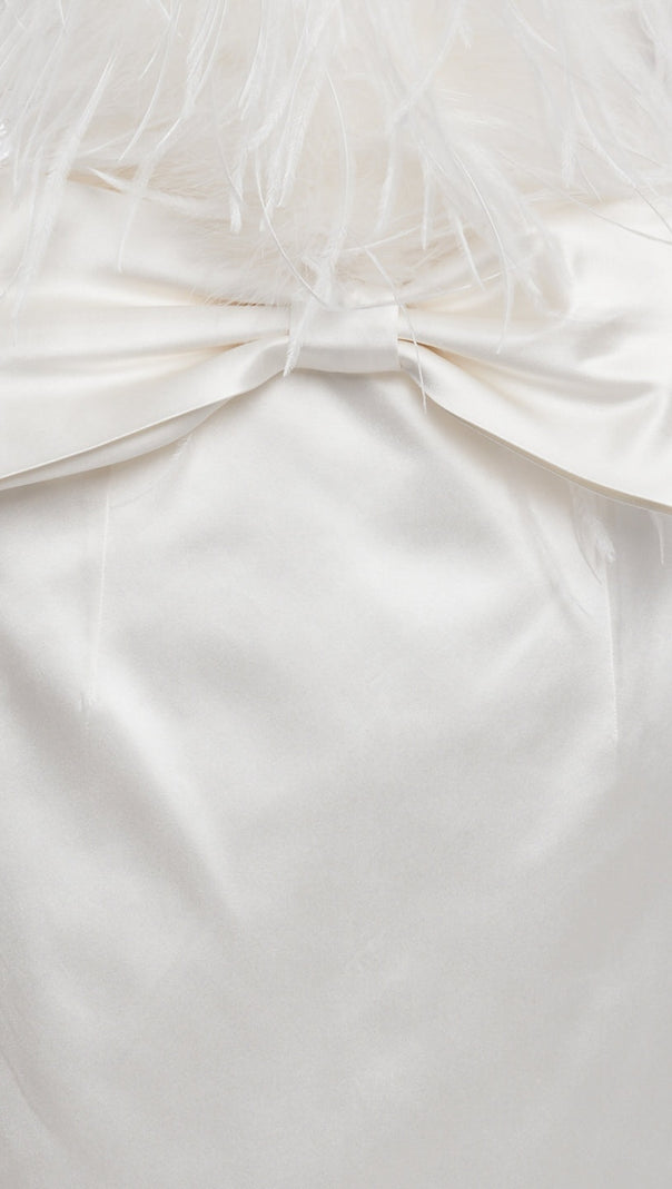 AIIZIE SIBYL FEATHER SLEEVELESS MIDI DRESS IN WHITE - product image
