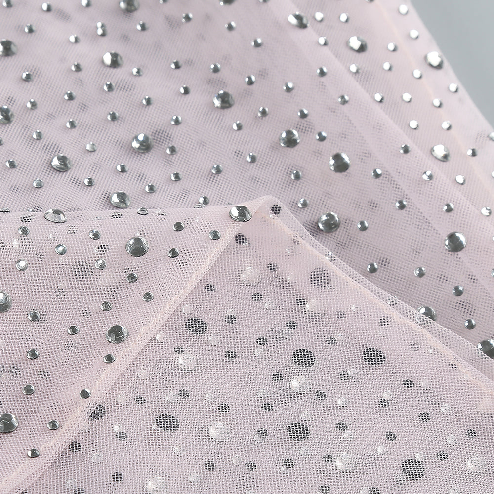 AIIZIE ADORA PINK BRAIDED LEATHER CRYSTAL EMBELLISHMENT MIDI DRESS - product image