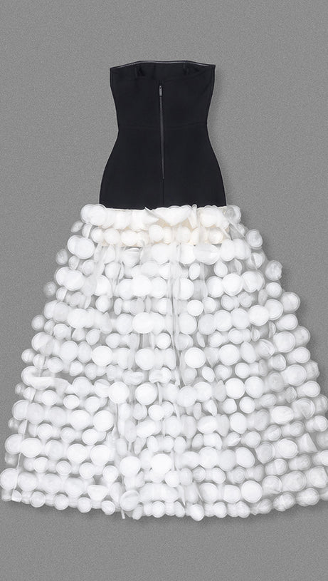 STRAPLESS A LINE MAXI DRESS WITHE