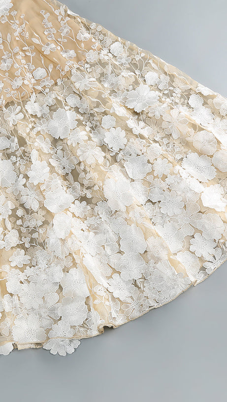 APPHIA FLORAL EMBROIDERED SLEEVELESS TULLE MAXI DRESS