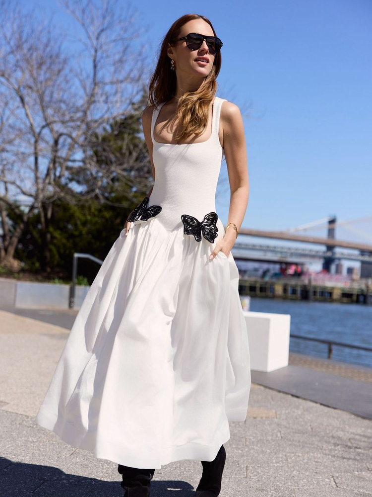 AIIZIE BUTTERFLY EMBELLISHED KNIT MIDI DRESS - product image