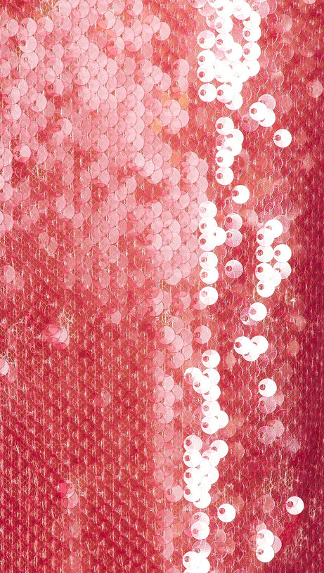 ZORA SHEER SEQUIN DEEP V NECK GOWN IN PINK RED