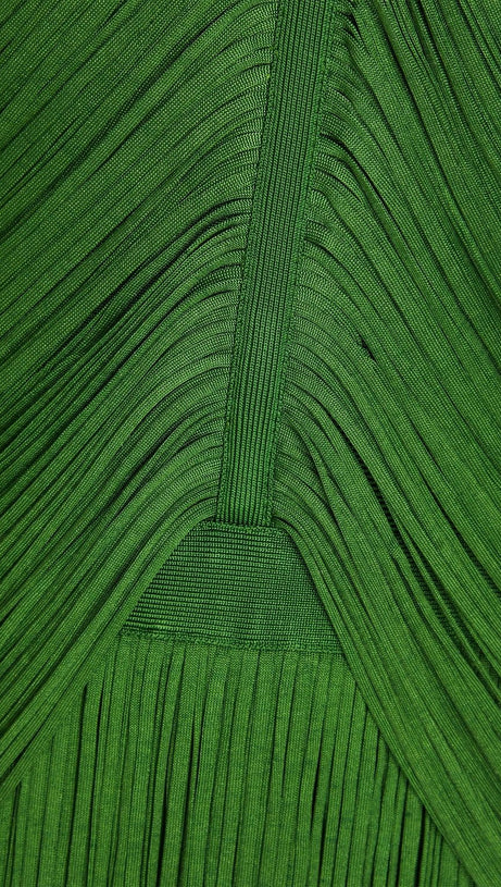 GREEN HALTER MAXI DRESS WITH FRINGE HEM EVENING DANCE DRESS