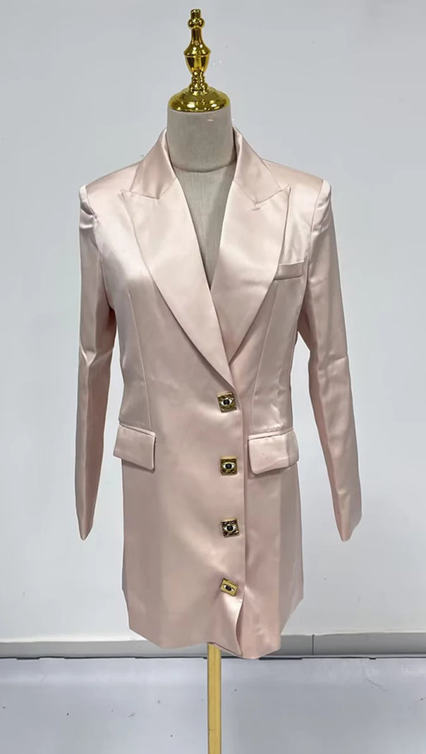 AIIZIE BREENDA ASYMMETRIC CLOSURE BLAZER IN PALE PINK - product image