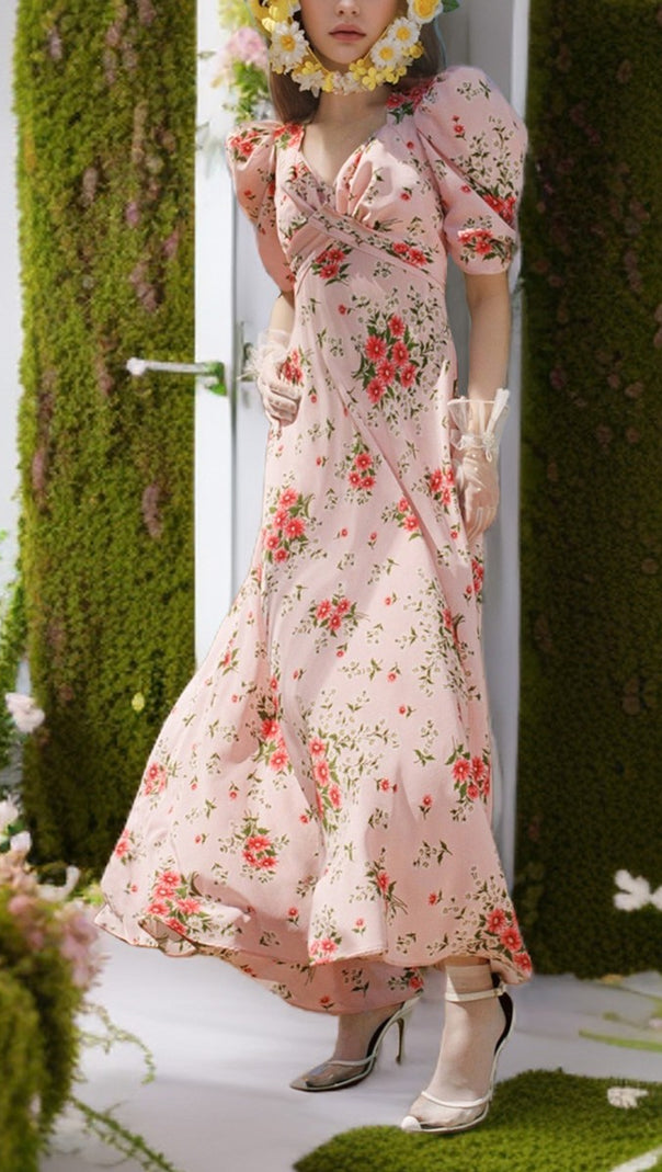 AIIZIE PINK IRREGULAR FLORAL MAXI DRESS - product image