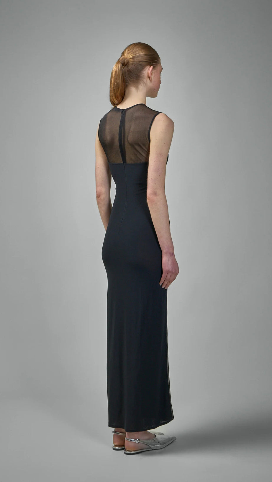 Carmina Maxi-Bandagekleid mit Netzstoffeinsätzen in Schwarz