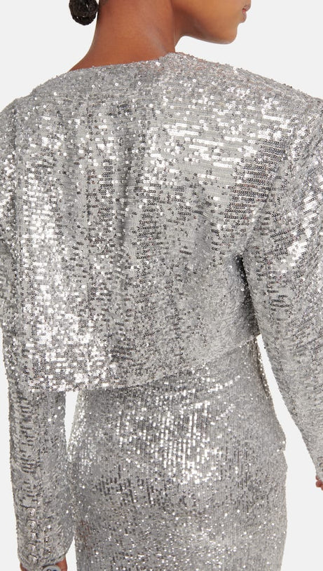 Blazer corto con paillettes Tammy color argento