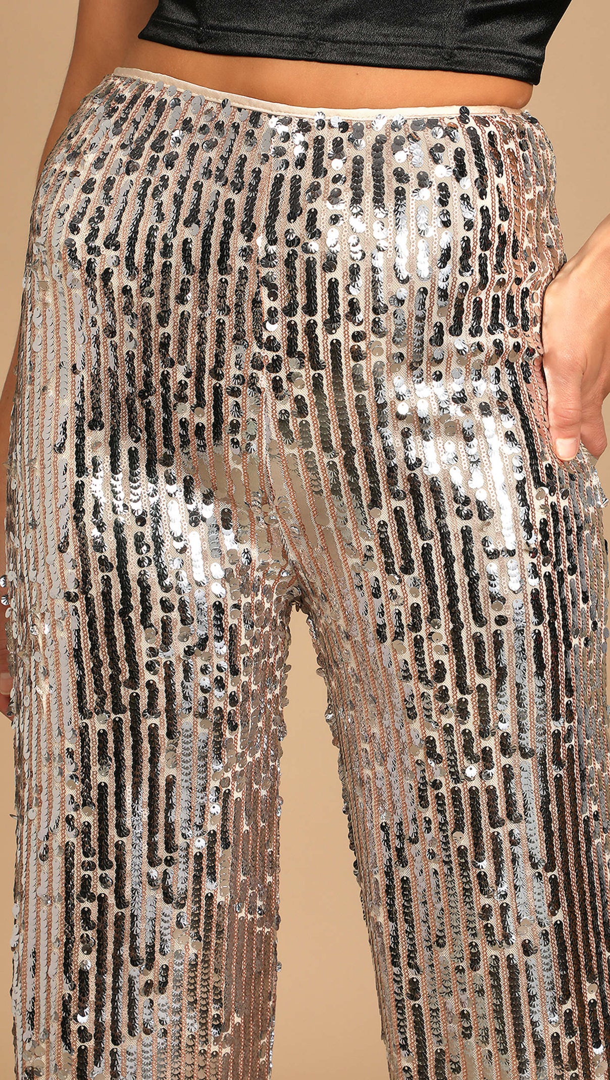 AIIZIE SILVER MULTI SEQUIN PANTS - product image