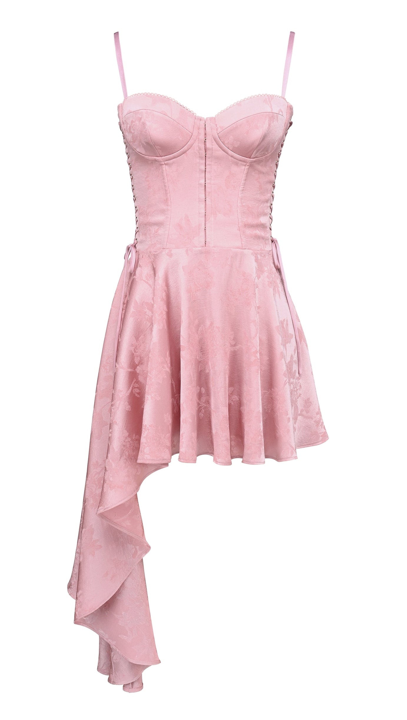 Lola Wine – Drapiertes Minikleid aus Jacquard-Satin [Vorbestellung]