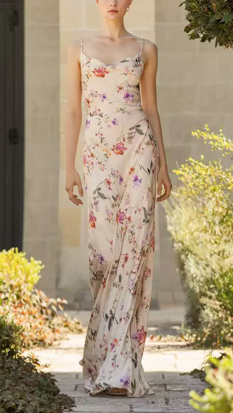 FLORAL PRINT SPAGHETTI STRAP MAXI DRESS