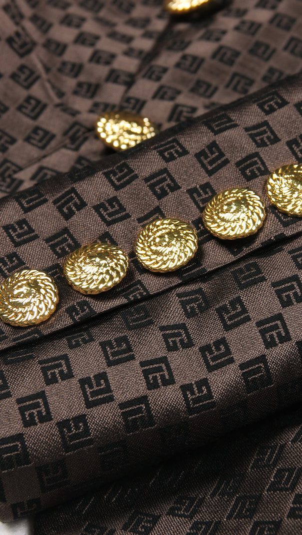 AIIZIE BELINDA MINI MONOGRAM BLAZER IN BROWN - product image