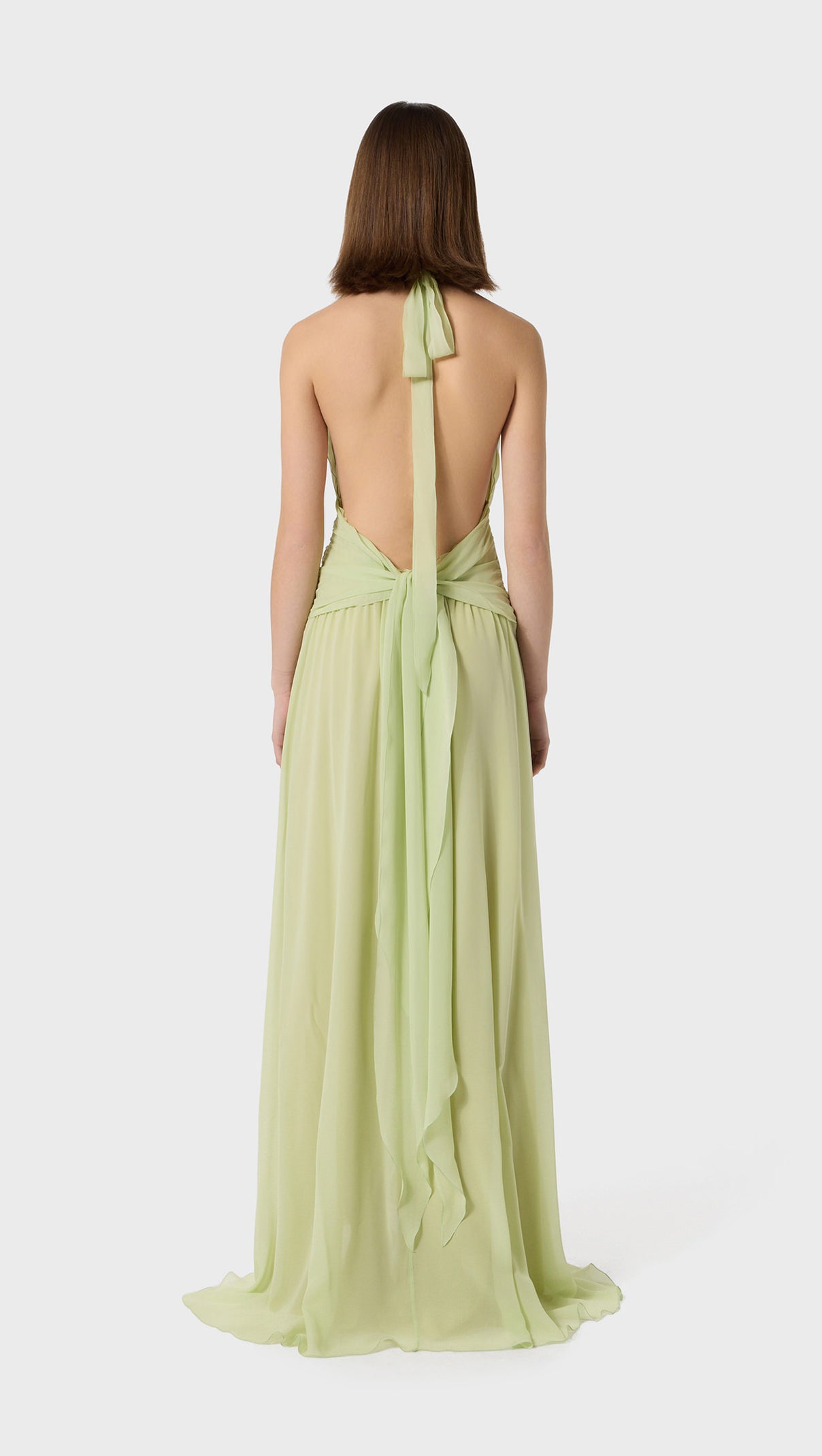 AIIZIE AONAVER FLORAL RUFFLE HALTER MAXI DRESS IN GREEN - product image